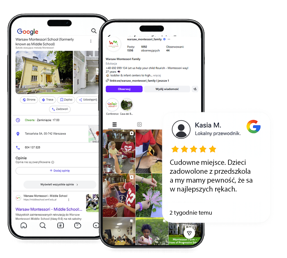 Przykład obecności online placówki edukacyjnej