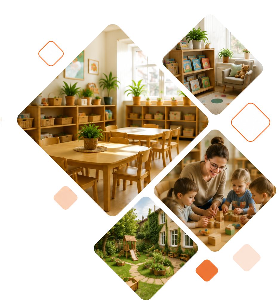 Kolaż zdjęć pokazujący atmosferę i wizerunek placówki edukacyjnej